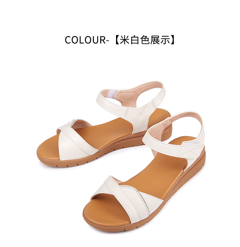 Dép sandal nữ đế bệt mềm, quai da, thoải mái cho người trung niên và cao tuổi — Đỏ rượu chi tiết 29