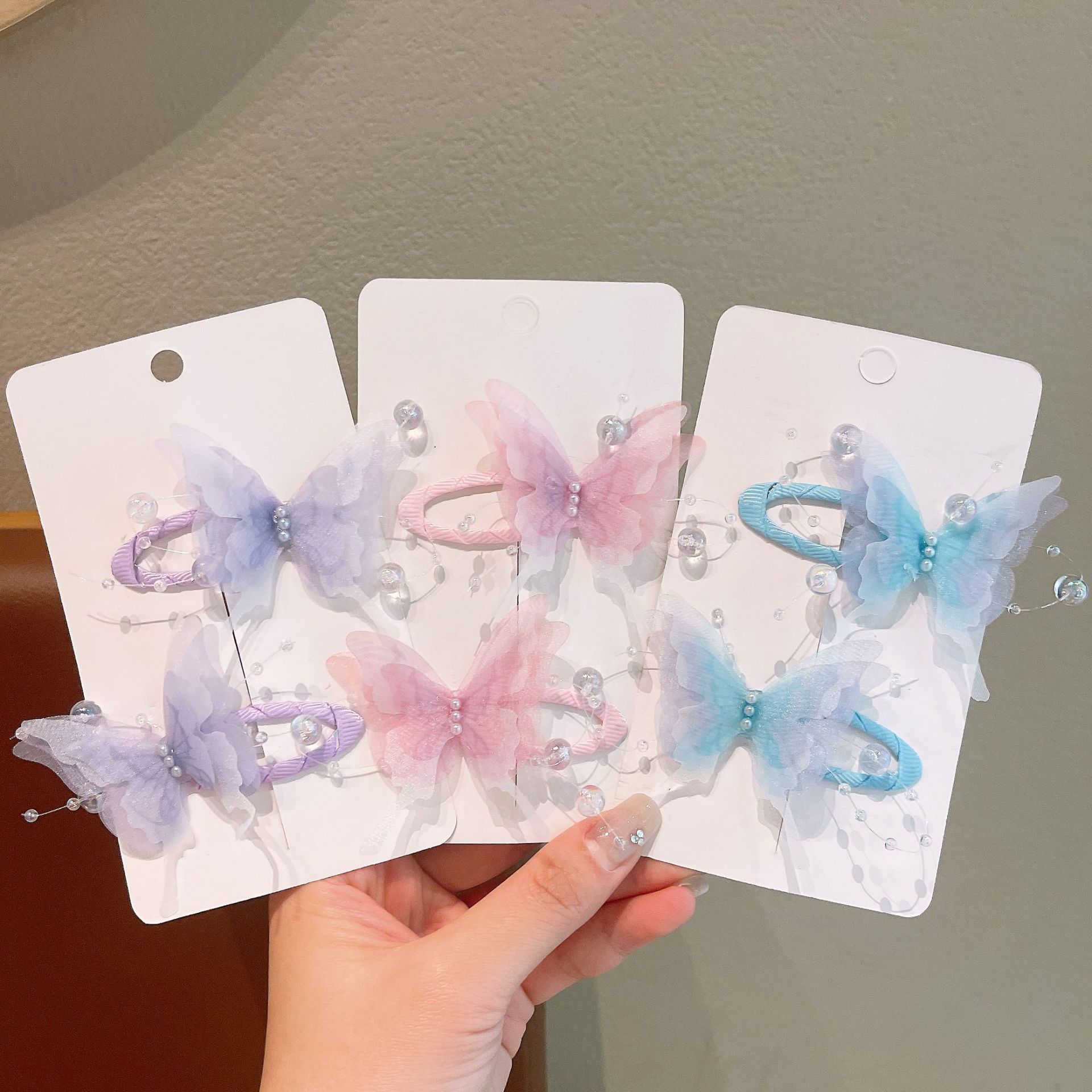 Clip de cabello de mariposa infantil princesa lateral BB clip no daña la cabeza detrás de la cabeza clip de cabello de niñas rotas clip de cabello adornamiento para el cabello