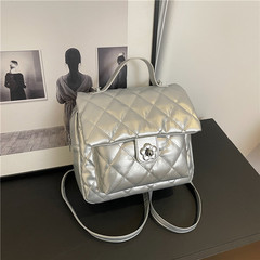 小香風雙肩包包女式2024新款潮時尚菱格背包百搭大容量手提公文包