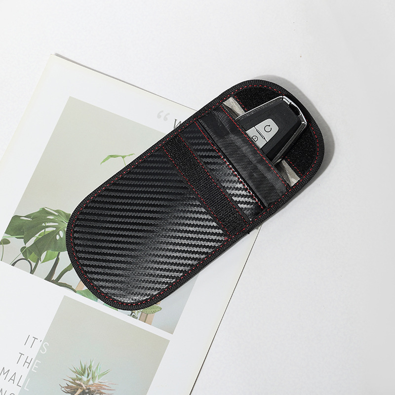 Estuche para llaves de fibra de carbono transfronterizo Estuche blindado pequeño Bolso blindado de señal de llave de automóvil multifuncional Monedero