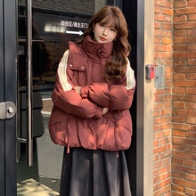 实拍鸭鸭同款羽绒服女新款冬季棉衣小个子宽松加厚连帽棉袄外套