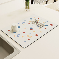Piao Shang Creamy Style Kitchen Drain Mat, Washable and Reusable Silica Gel Water Absorbent Mat, Faucet Splash Proof Cup Mat, Dinner Plate Mat