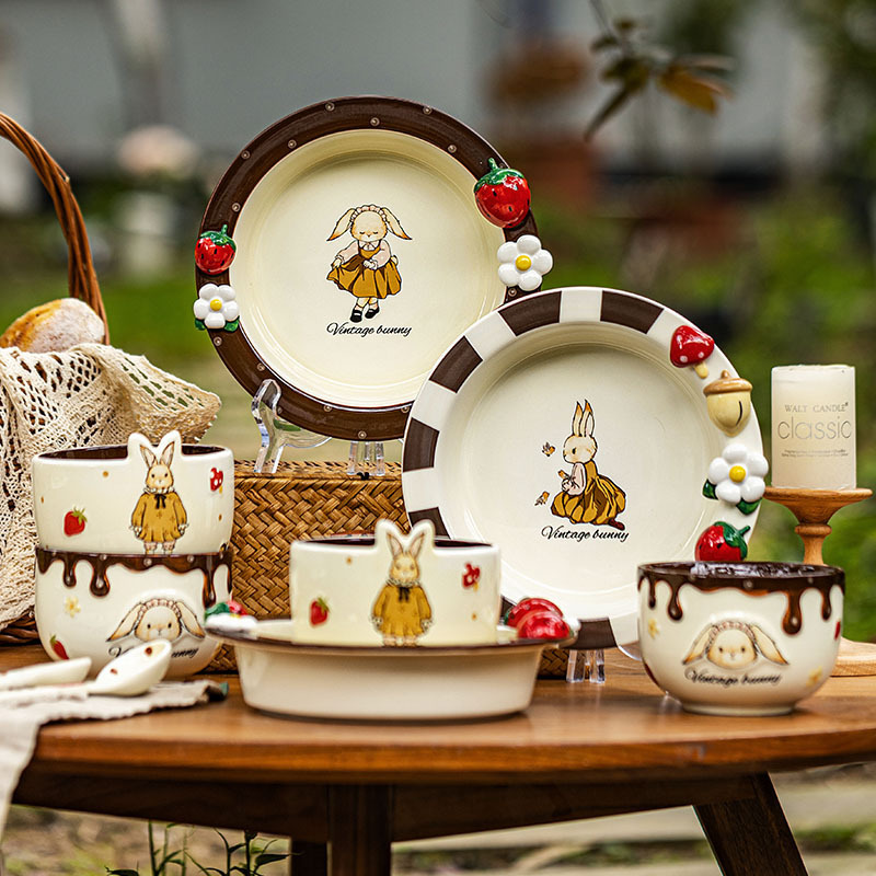 Ceramic cute dinner plate for home use
