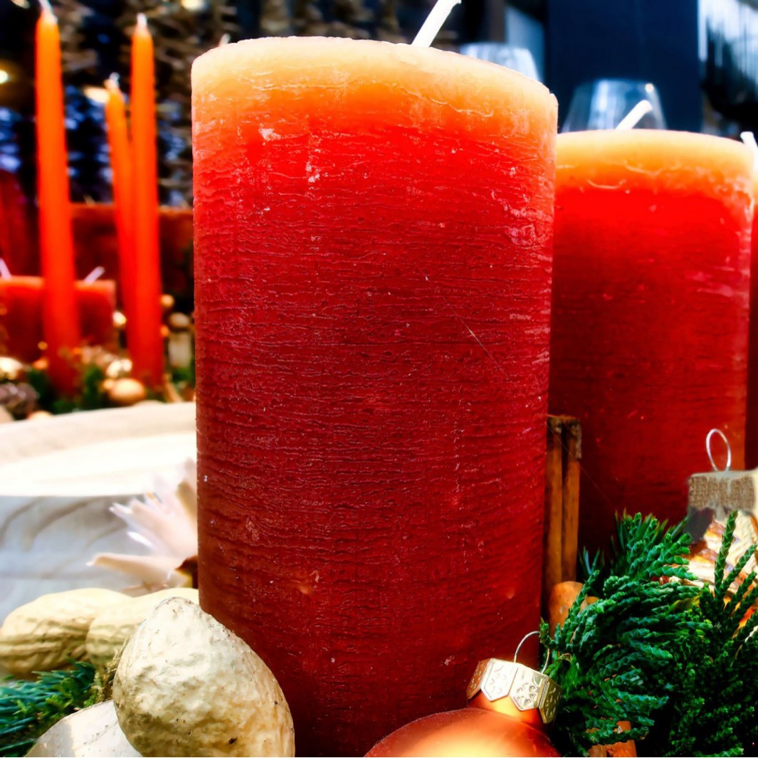 Navidad atmósfera decoración vela navideña fiesta decoración vela navideña vino rojo banana vela al por mayor