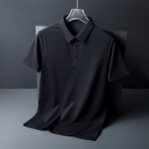 Custom Ice-Silk Seamless Polo Shirt for Summer with Ice Feel, Business Casual, Youth and Middle-Aged Men, Elastic