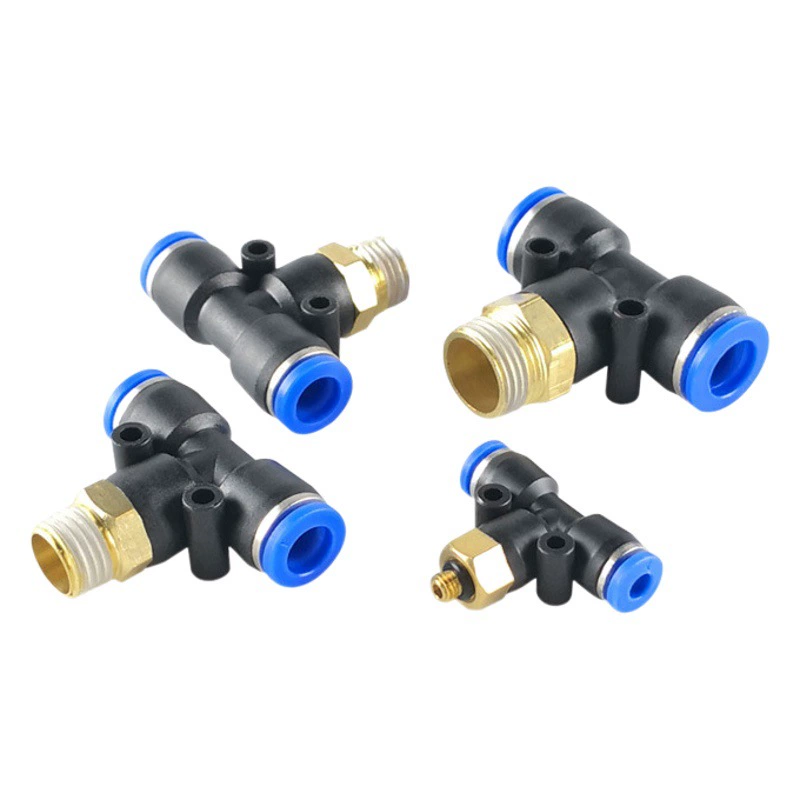 Пневматический соединитель медной газовой трубы быстроразъемный соединитель T положительный тройник PB6-01/8-02/10-03/12-04