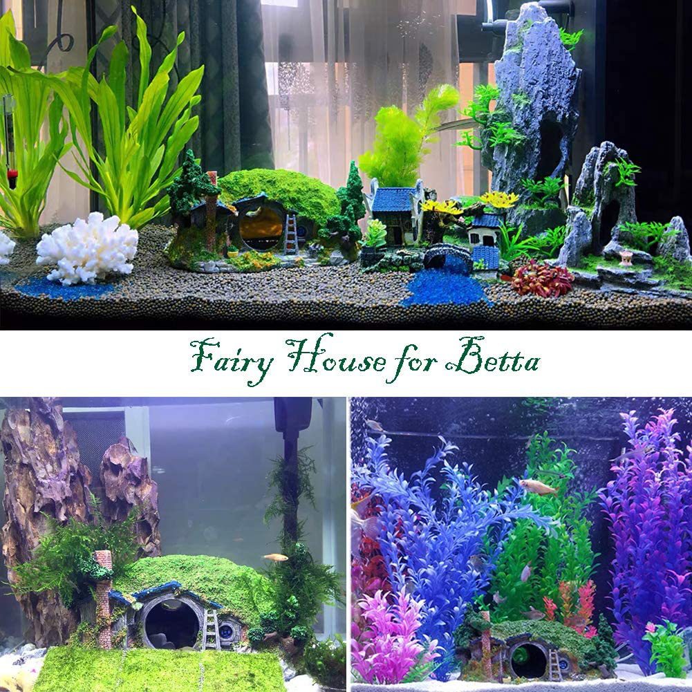 Tanque de peces paisajismo Castillo paisajismo refugio peces y camarones Shelter House cangrejo ermitaño crawlers caja Hobbit House Tree House