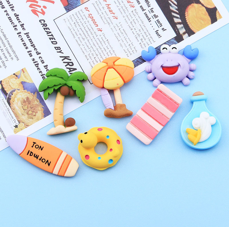 Creative Beach cangrejo tabla de surf de coco brillante accesorios de resina DIY teléfono móvil Shell crema pegamento accesorios para el cabello paquete de material