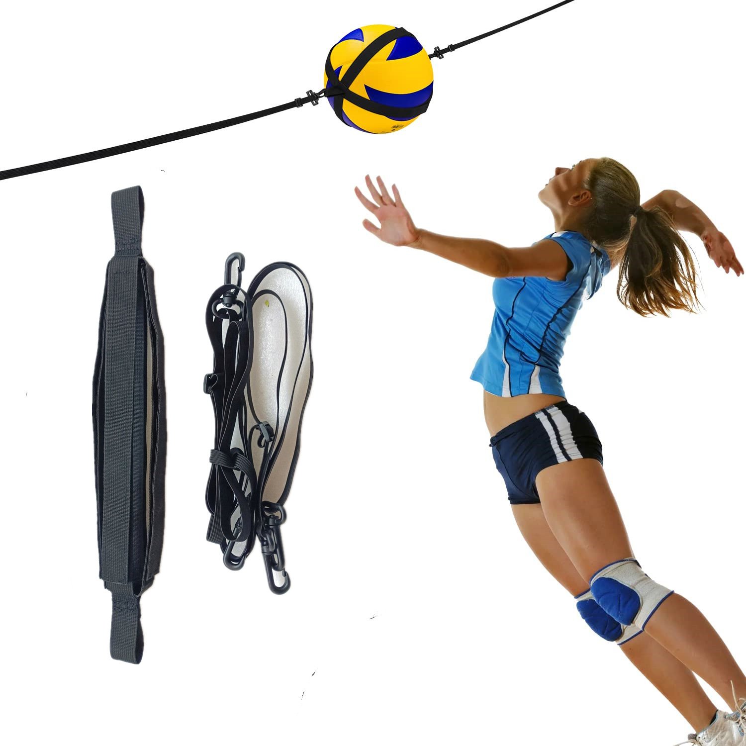 Entrenamiento de voleibol de suministro transfronterizo de venta directa de fábrica con swing elástico ajustable Asistente de práctica in situ