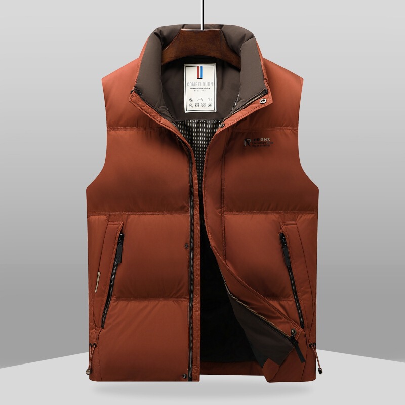 Winter down Vest Men's Stand-Up Collar Vest 85 White Duck down Vest Thickeneded Vest down Jacket Fashionable Warm Jacket