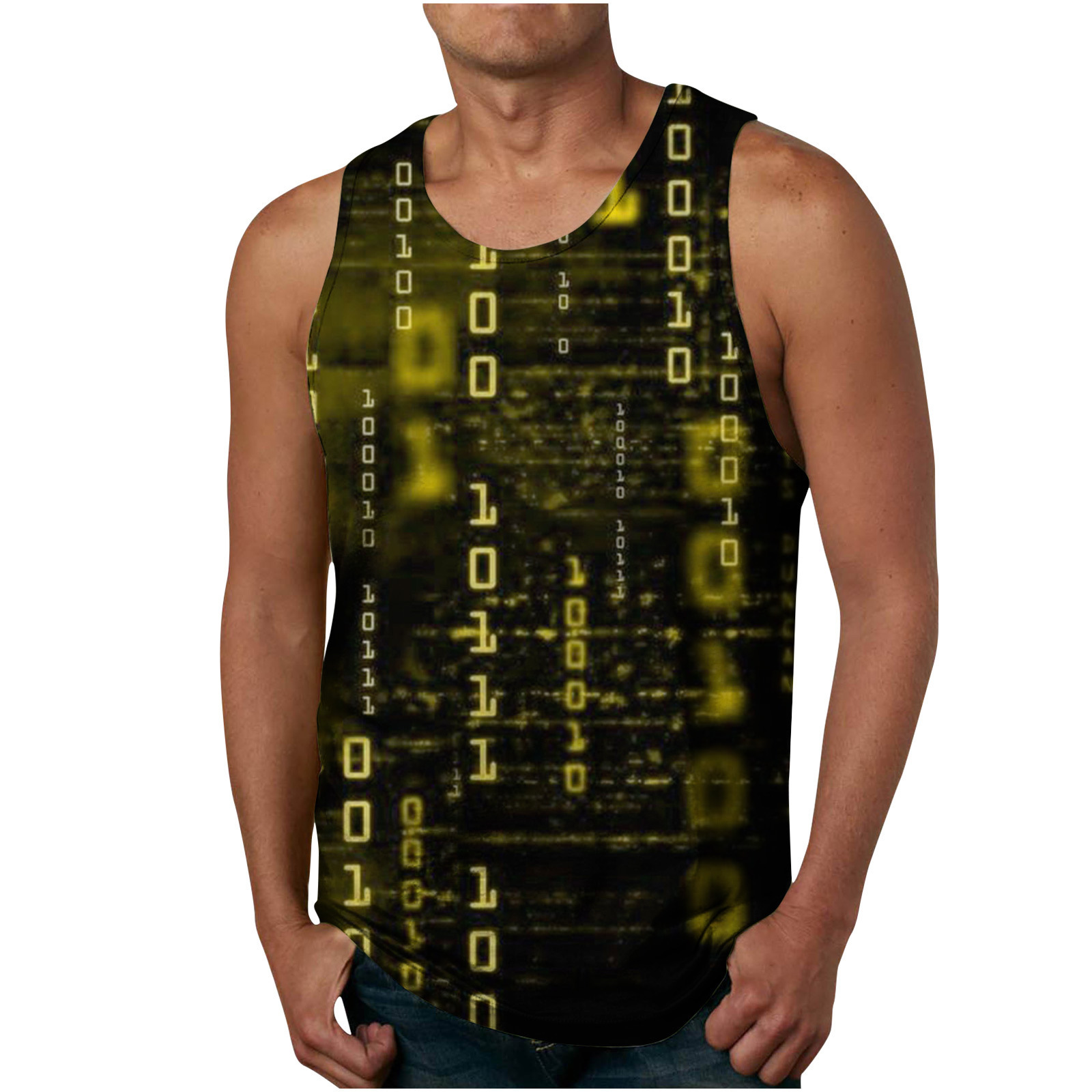 T-shirt de sport pour hommes, ample, léger, décontracté, imprimé numérique, été 2024_voghion.com