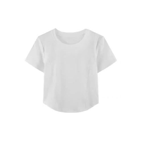 Stylish Versatile Women's Summer 2025 T-Shirt with Curved Hem Asymmetrical Design Pure Cotton Short-Sleeved Top Trendy