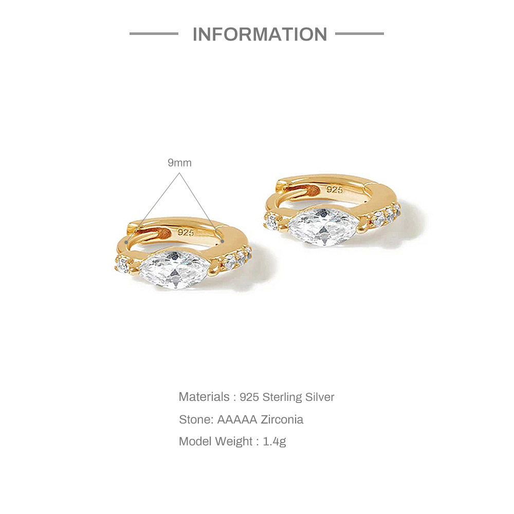 4g Weight Zircon Inlay Material 1 Pair 925 Sterling Silver Zircon Geometric Earrings
