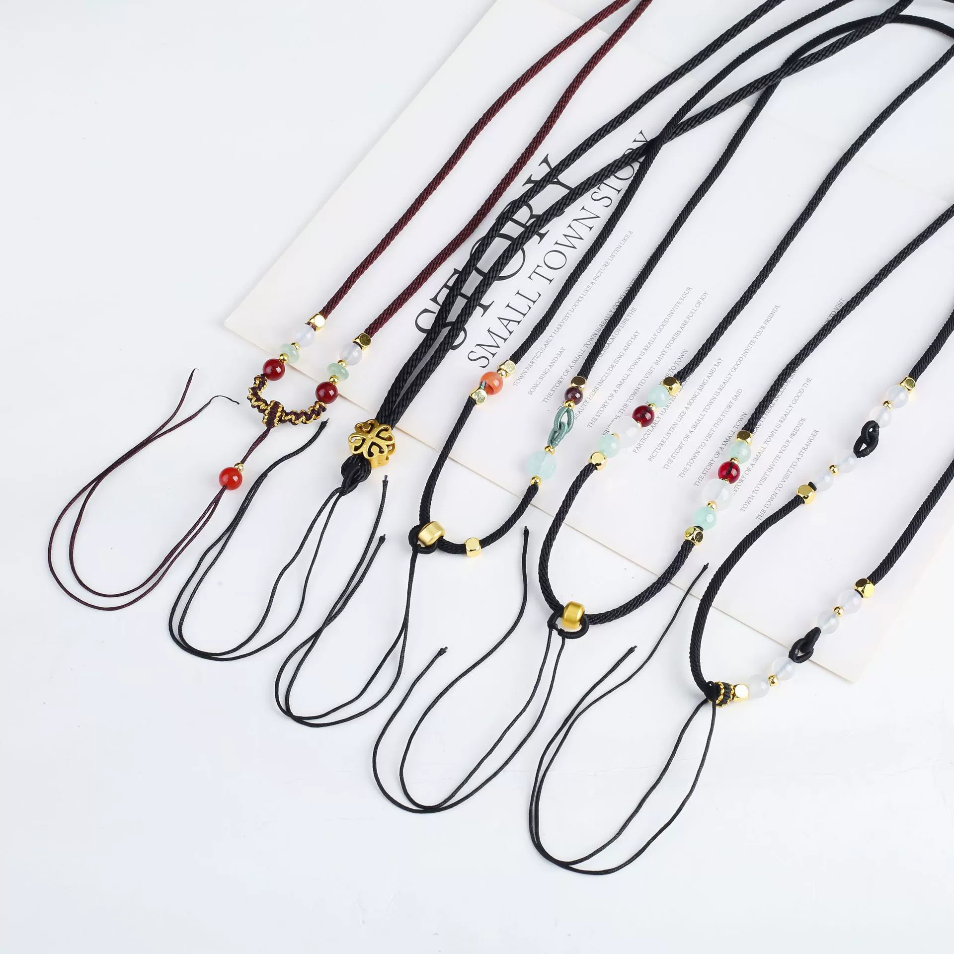 Подвеска ремешок DIY ручной плетеный полуфабрикат Регулируемая ключица цепи ошейник изумрудный шнур для продажи оптом