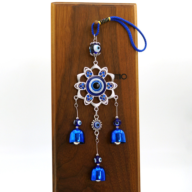 European and American Blue Eyes Metal Flower Wind Bell Pendant Evil Eye Jewelry Color Bell Decoration Car Hanging Yiwu Commodities