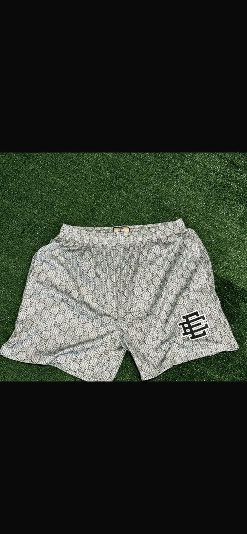 Eric Emanuel Basketball Shorts Mesh Monogram Grey White
