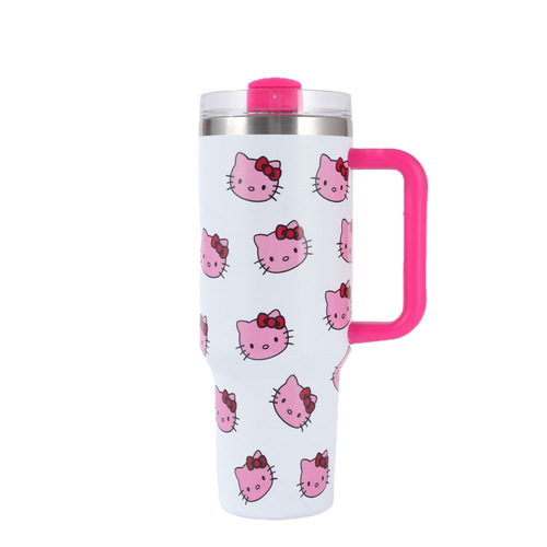 Stanley-style KT cat 40oz ice-buster cup stainless steel KT cat insulated cup large capacity convenient handle car cup