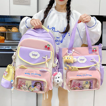 新款多巴胺韩版小清新书包百搭甜美可爱猫咪双肩包休闲通勤补课袋