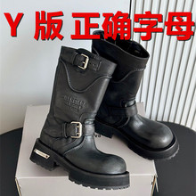 2025新款巴黎毒液靴女世家做旧复古西部靴真皮骑士靴厚底增高短靴