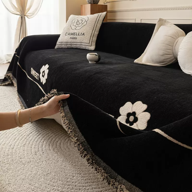 雪尼尔沙发盖布ins风四季通用一片式沙发巾一整张全盖沙发毯子