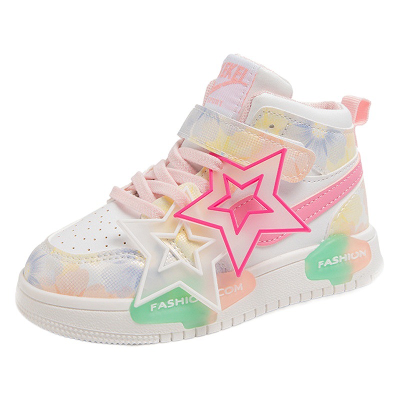 Zapatillas altas para niños 2023 otoño nuevas zapatillas deportivas estrella para niñas medianas y grandes para niños antideslizantes de fondo suave zapatos Casuales