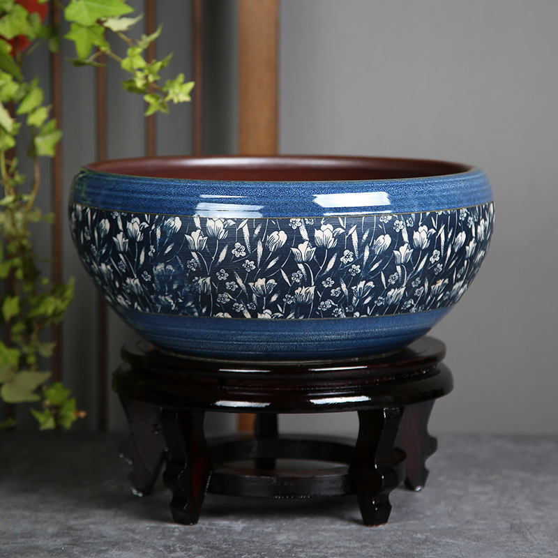 *金魚飼育用景徳鎮陶器大水槽、卸売亀鉢、水耕植物、睡蓮、蓮水槽、卓上飾り|undefined