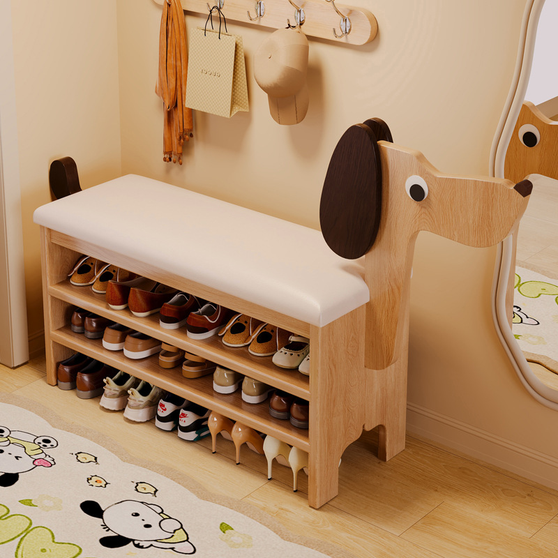 Taburete de cambio de zapatos amortiguado puerta de entrada de la casa estante de almacenamiento de artículos de alquiler multicapa banco de almacenamiento económico integrado estante de zapatos