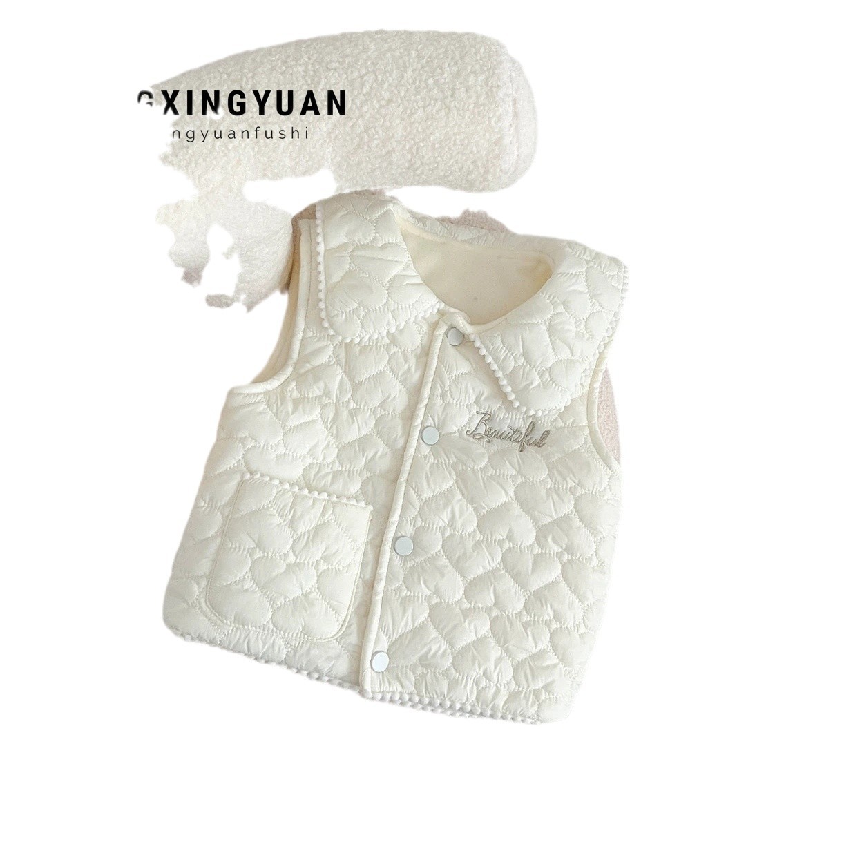 Nueva moda infantil de otoño y invierno, nueva chica pequeña fragancia, chaleco para bebés con chaleco grueso de lana