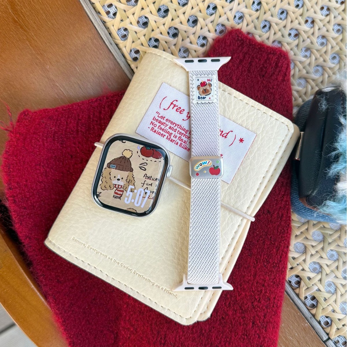 Thin Apple Bear Magnetic Nylon Watch Strap Suitable for Apple iWatch 11Th Generation 10/987Ultrase New Model