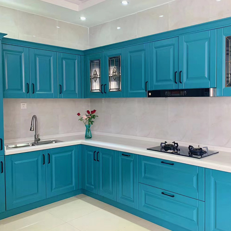 Factory Customized Whole House Stainless Steel Kitchen Overall Open Kitchen American Pastoral Style Wall Cabinet Cabinet Sideboard