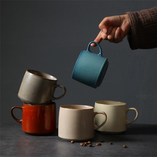 Ceramic breakfast cup high-looking couple water Cup stoneware coffee cup retro cross-border mug Nordic creative Cup