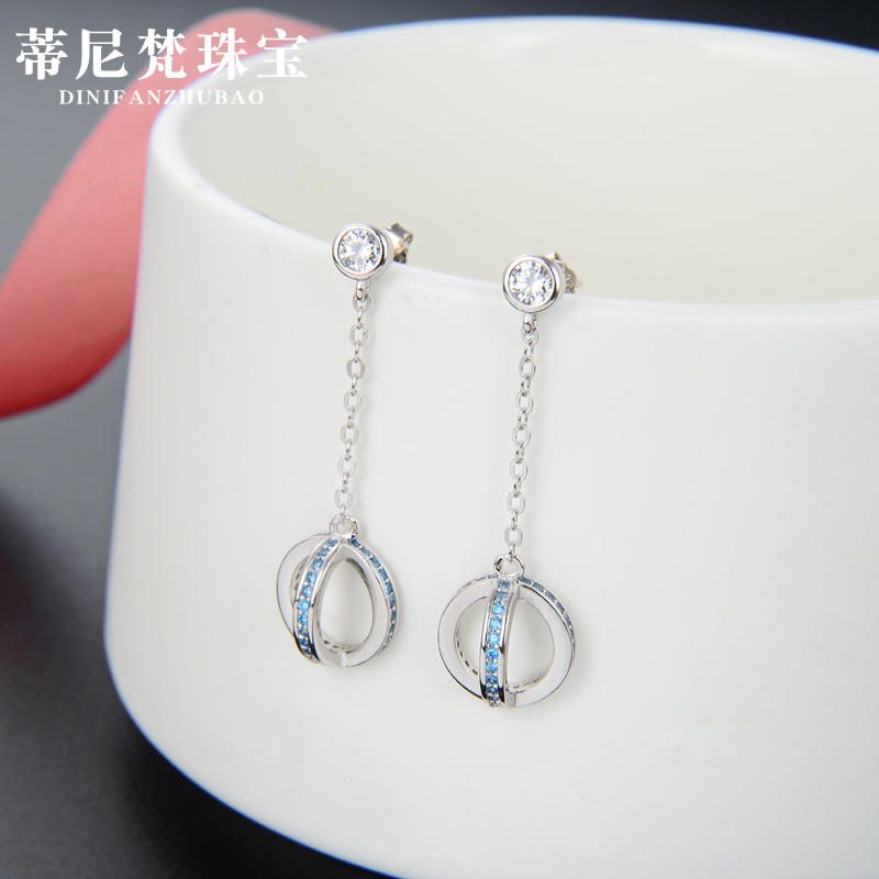 Corea del Sur Dongdaemun s925 pendientes de diamantes de plata pendientes redondos elegantes de las mujeres para la novia ZIRCON pendientes de moda