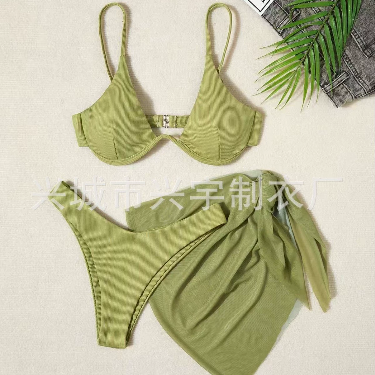 2024 новый спот экспорт сплошной цвет внешней торговли шея разделенная европейская и американская сексуальная бикини трансграничный купальник Amazon