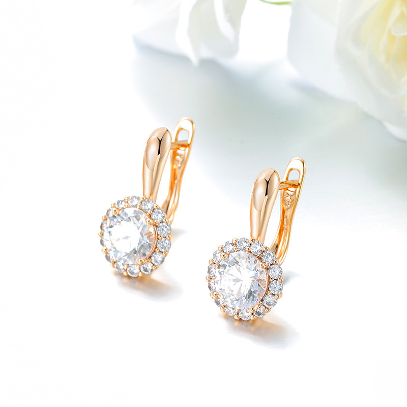 Pendientes de Aleación Xuping con Baño de Oro de 18k y Múltiples Circonitas, Estilo Europeo y Americano, Versátiles y a la Moda para Mujer, Venta al por Mayor