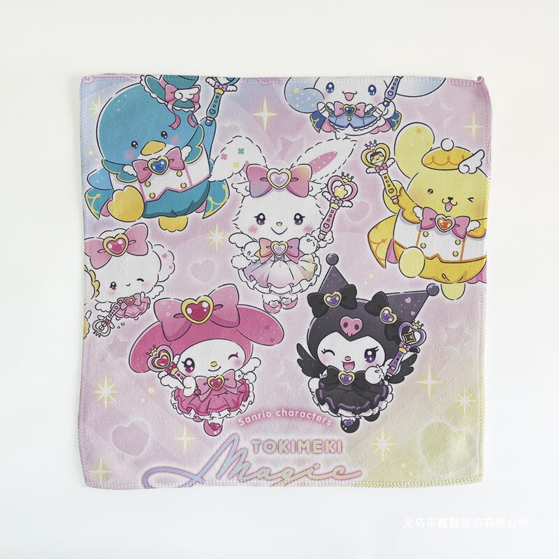 Transformed into a Beautiful Girl, Wish-Granting Rabbit, Big-Eared Dog, Sam the Penguin, Square Towel, Handkerchief, Face Towel, Small Towel, Multi-Patterned Transformed into a Beautiful Girl, Wish-Granting Rabbit, Big-Eared Dog, Sam the Penguin, Square Towel, Handkerchief, Face Towel, Small Towel, Multi-Patterned