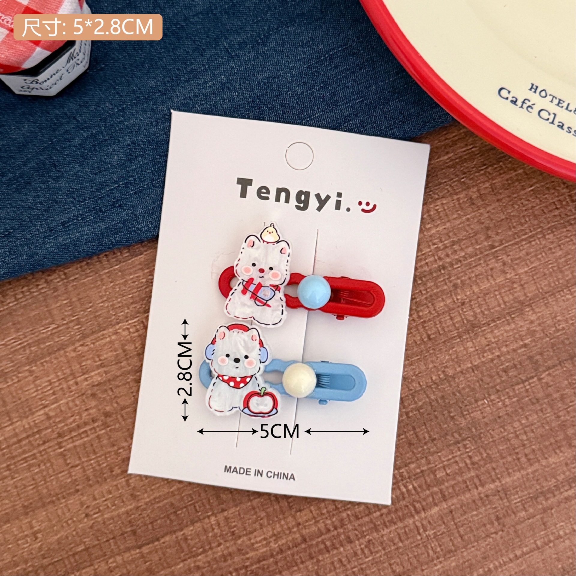 Diversión de dibujos animados oso acrílico clip de pelo dulce chica clip de boca de pato alto valor facial universal clip de pelo para niños adornos de cabello para mujeres