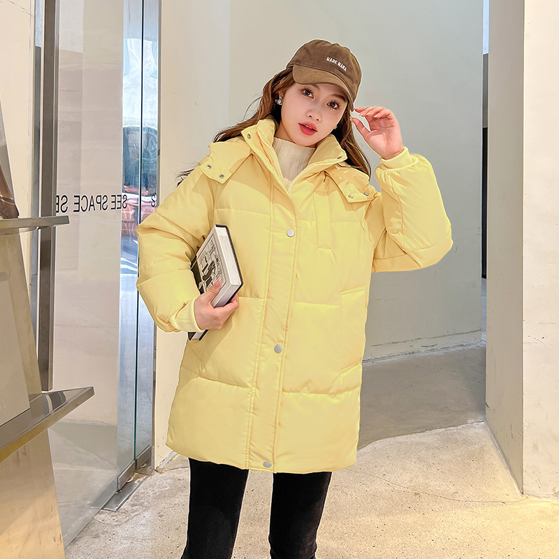 Ropa de algodón de mujer invierno 2025 ropa de pan de moda universal ropa de algodón de estilo medio y largo para mujeres nuevas chaquetas de algodón con capuzas gruesas image 1