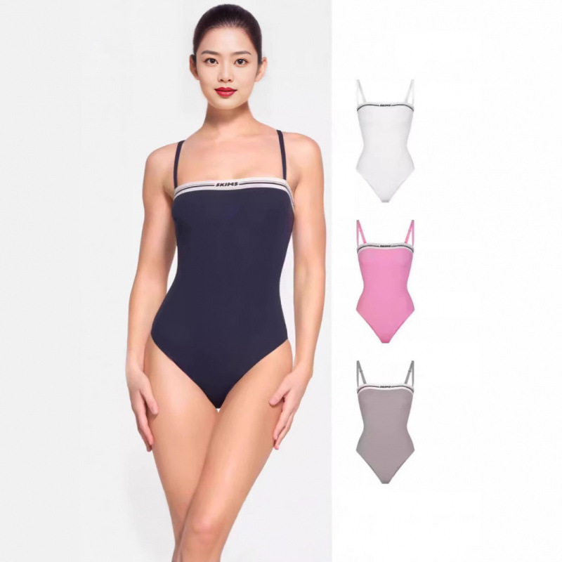 Skims Kardashian Style 24 Models Simple Logo Letter Strap Bodysuit Tennis Elastic Strap Shapewear Skims Kardashian Style 24 Models Simple Logo Letter Strap Bodysuit Tennis Elastic Strap Shapewear