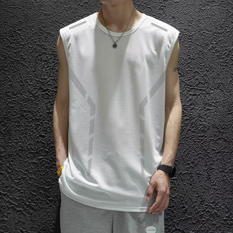 【発送が早い】ベストメンズ速乾ノースリーブtシャツアイススポーツトップスゆったりランニング半袖トレーニングフィットネス|undefined