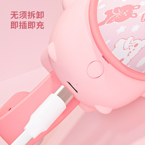 2024 New Projector Light Watch Fan with USB Charging Mini Portable Handheld Small Fan Children's Toy Gift