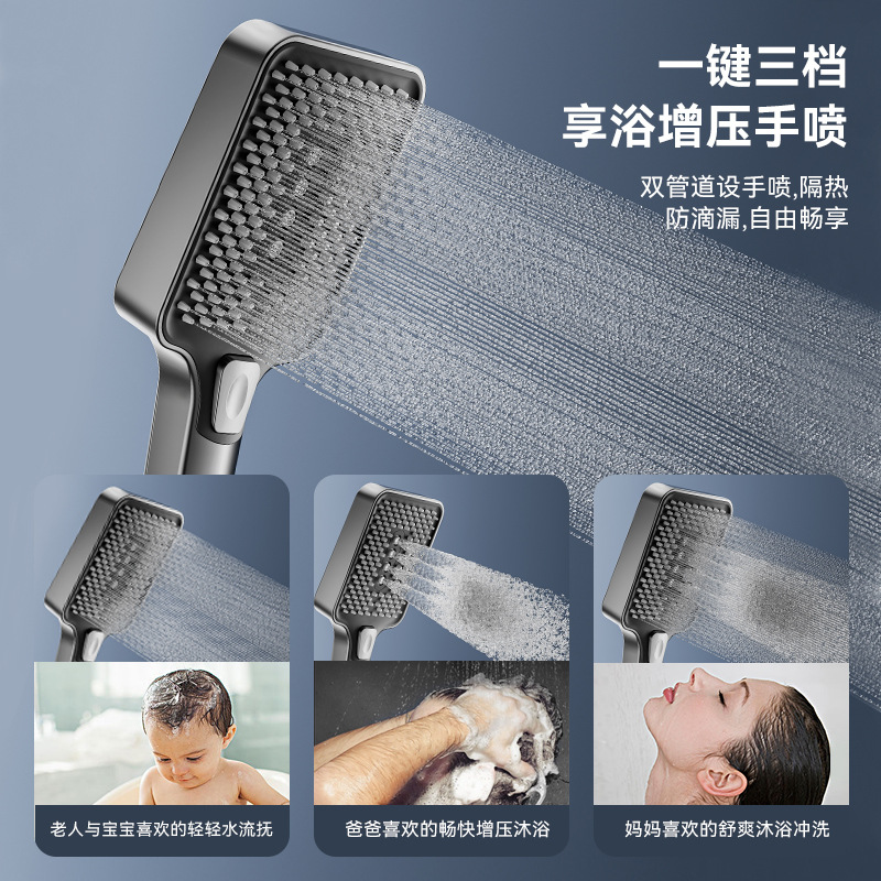 Juego de ducha para baño doméstico, cabezal de ducha color gris plomo, cabezal de ducha tipo lluvia con pantalla digital para baño, suministro transfronterizo.