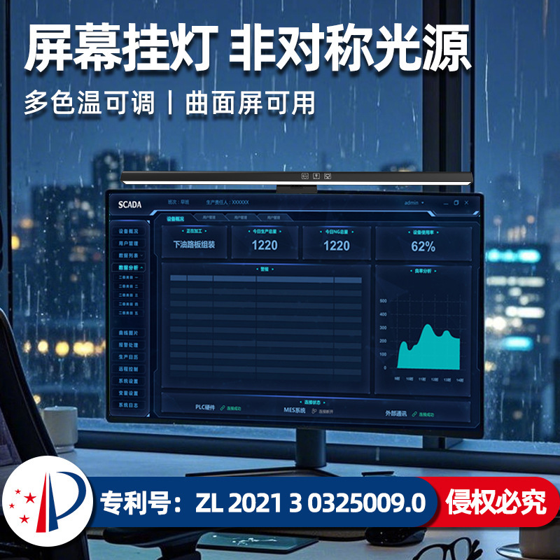 Cross-Border Popular Product: Dimmable Low Blue Light Asymmetric Eye-Protection Lamp, Led Desk Lamp, Computer Lamp, Monitor Screen Hanging Lamp