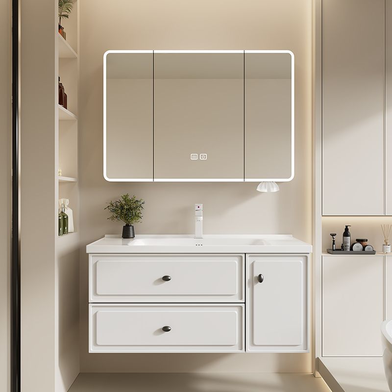 French Cream Style Stainless Steel Honeycomb Aluminum Bathroom Cabinet Washbasin Cabinet Combination Ceramic Integrated Bathroom Sink