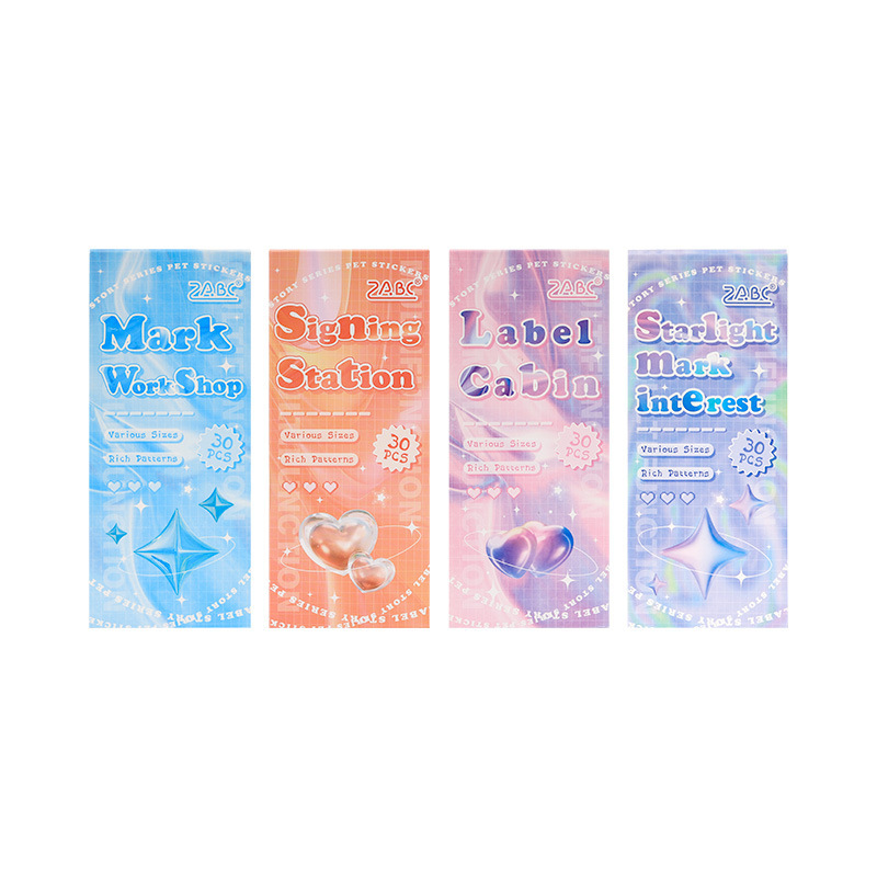 Etiquetas Historias transparentes pegatinas impermeables pet diy diario pegatinas transfronterizas pegatinas geométricas básicas