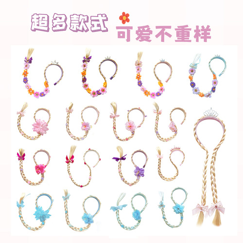 Elsa from Frozen Princess Braided Hair Accessory, Children's Crown with Floral Braids, Long Hair Princess Hairband Braided Skirt Accessory