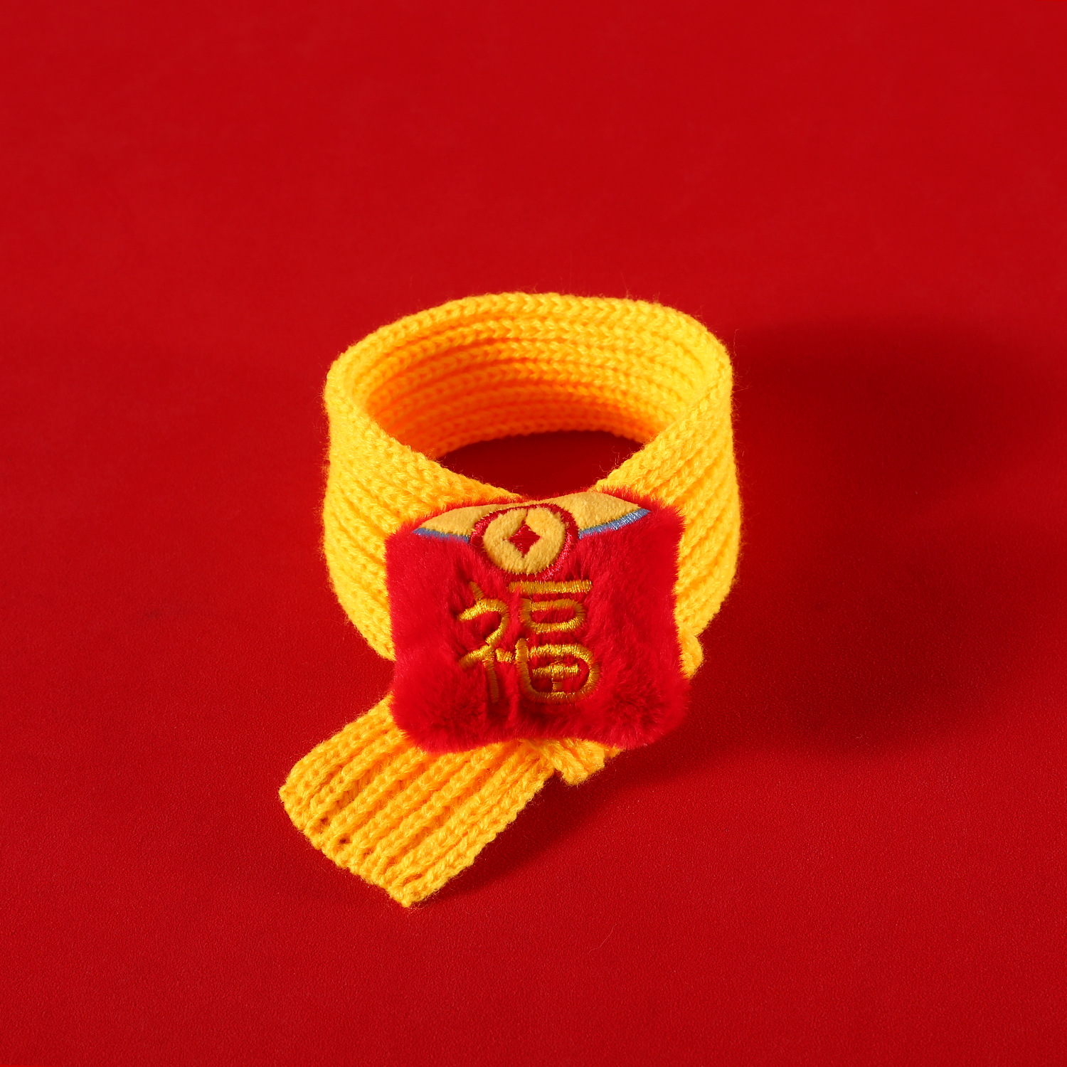 Mascota Año Nuevo bufanda sombrero traje gato cachorro rojo sobre fu carácter de lana Año del Dragón festivo rojo arco caliente image 8