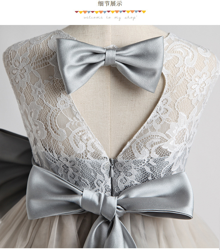Robe de princesse grise élégante pour filles – Robe de fête intemporelle pour anniversaire, Noël et occasions spéciales (80-160 cm)_voghion.com
