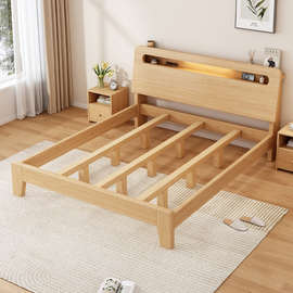 K6ZM实木床简约现代双人床架1.5米经济型工厂直销1.2单人床出租房
