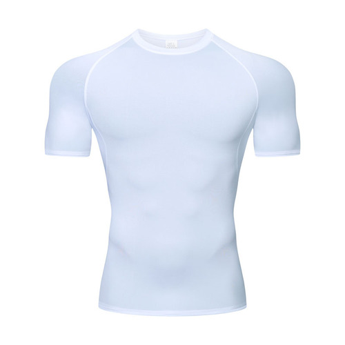 Cross-border PRO Men's Tight Quick-drying Breathable Short-sleeve Fitness Sports Top Outdoor Running Milk Silk Crew Neck Shirt