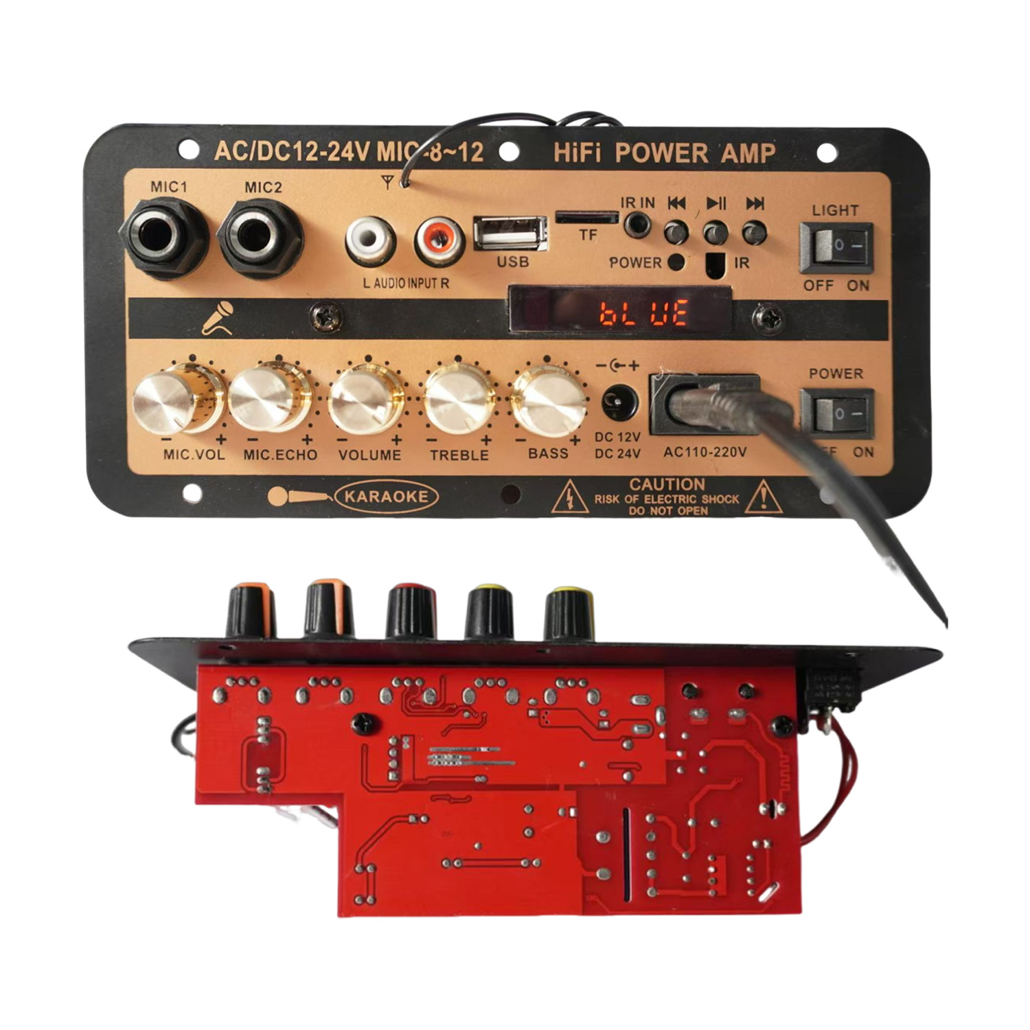 Fabricante Bluetooth Audio Placa del amplificador de potencia digital Coche Square Dance Family K Song Altavoz Placa base 12v220v